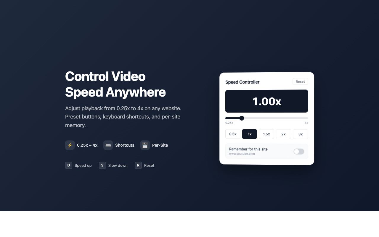Video Speed Controller - 비디오 배속 조절 스크린샷 1